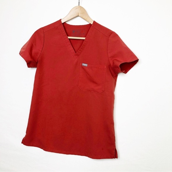 Figs technical collection, orange V-neck tunic top - Picture 5 of 9